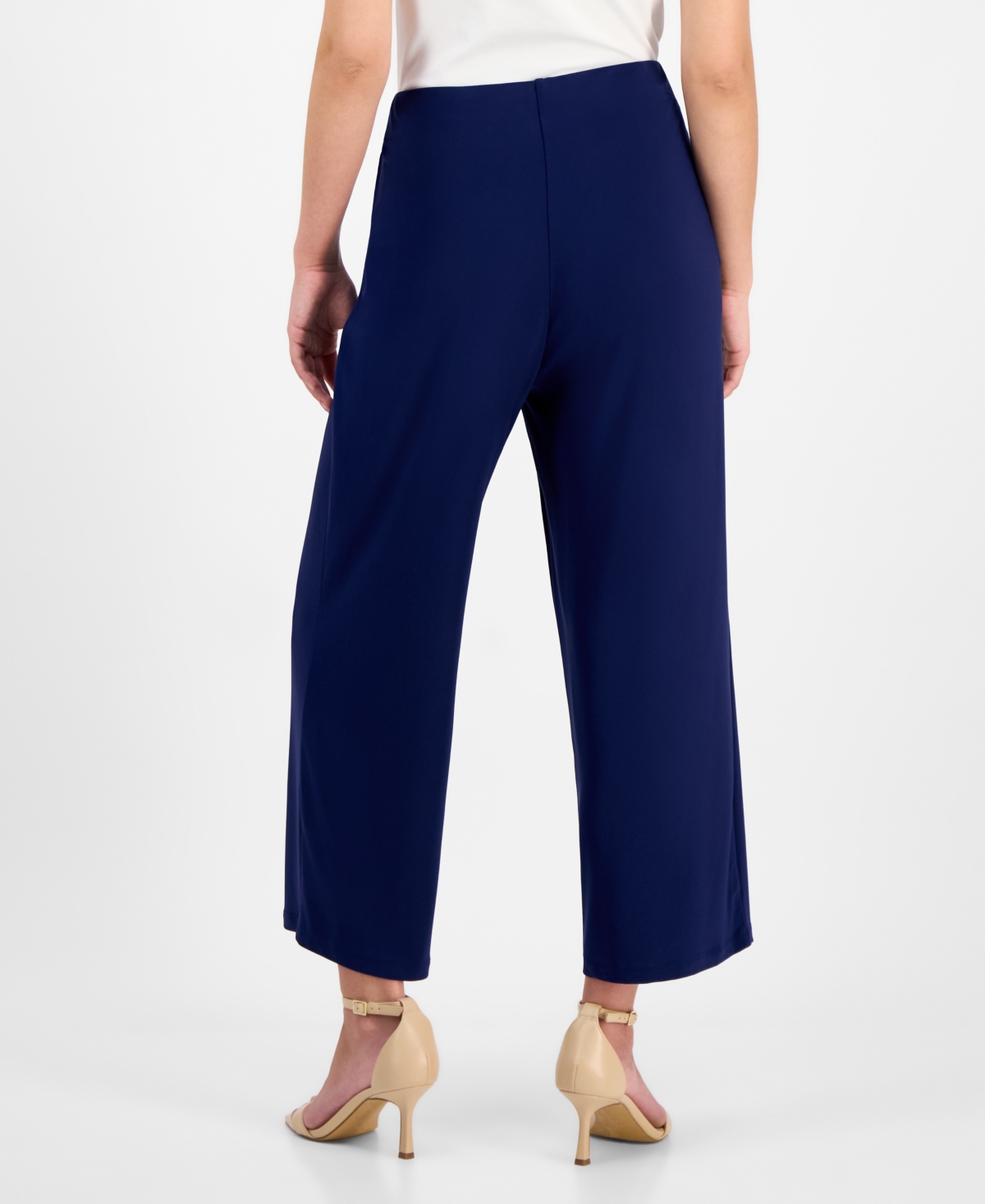 Ak Anne Klein Petite Mid-rise Cropped Wide-leg Pants In Distant Mountain