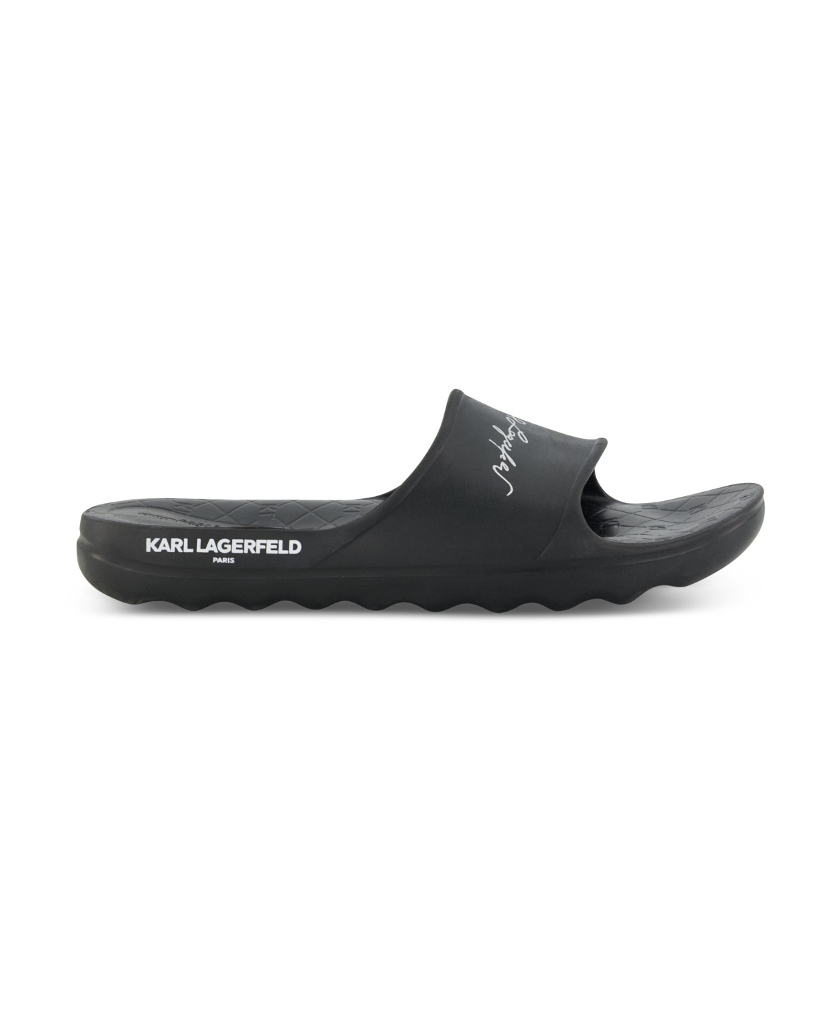 Karl Lagerfeld Men's Signature Logo Pool Slide In Black