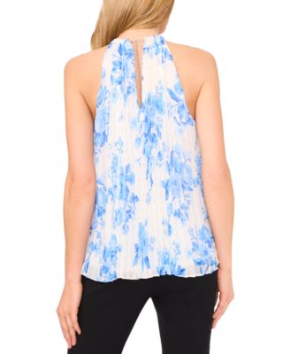 Women's Floral-Print Pleated-Chiffon Halter Top