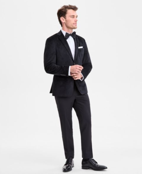 Мужской пиджак Bar III Slim-Fit Velvet Sport Coat, цвет: Чёрный