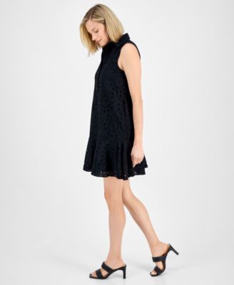 Women's Cotton Sleeveless Eyelet Shift Dress