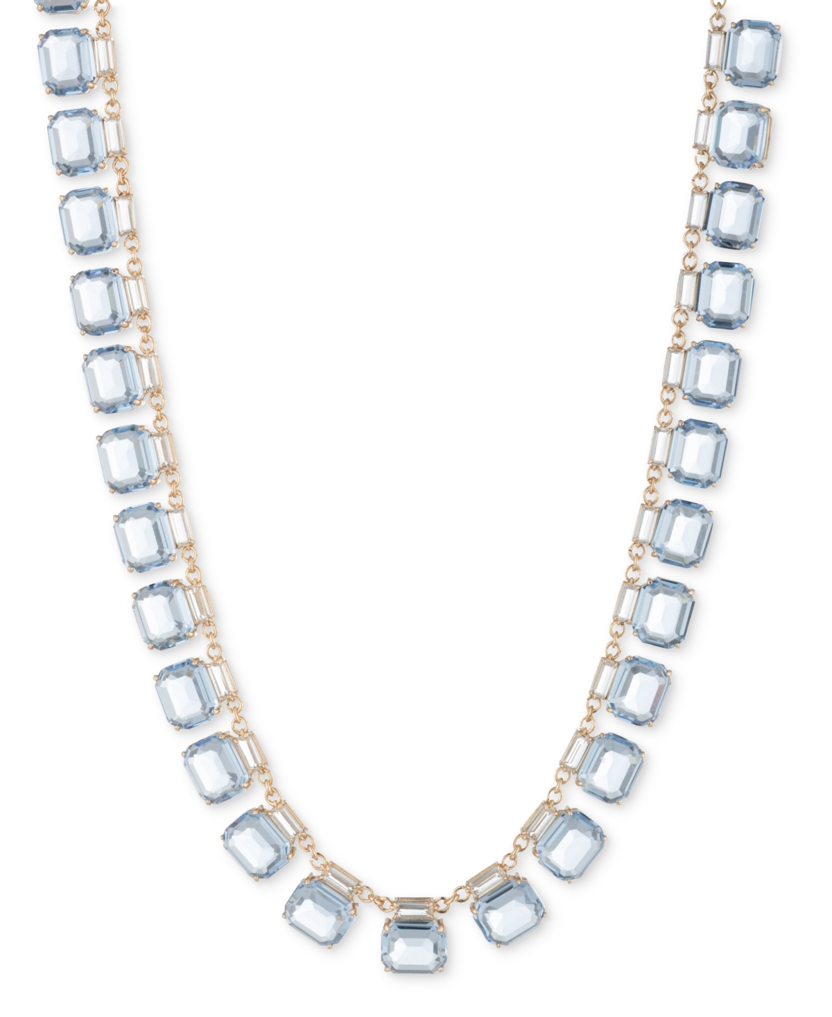 Gold-Tone Crystal Collar Necklace, 16" - Turq/aqua