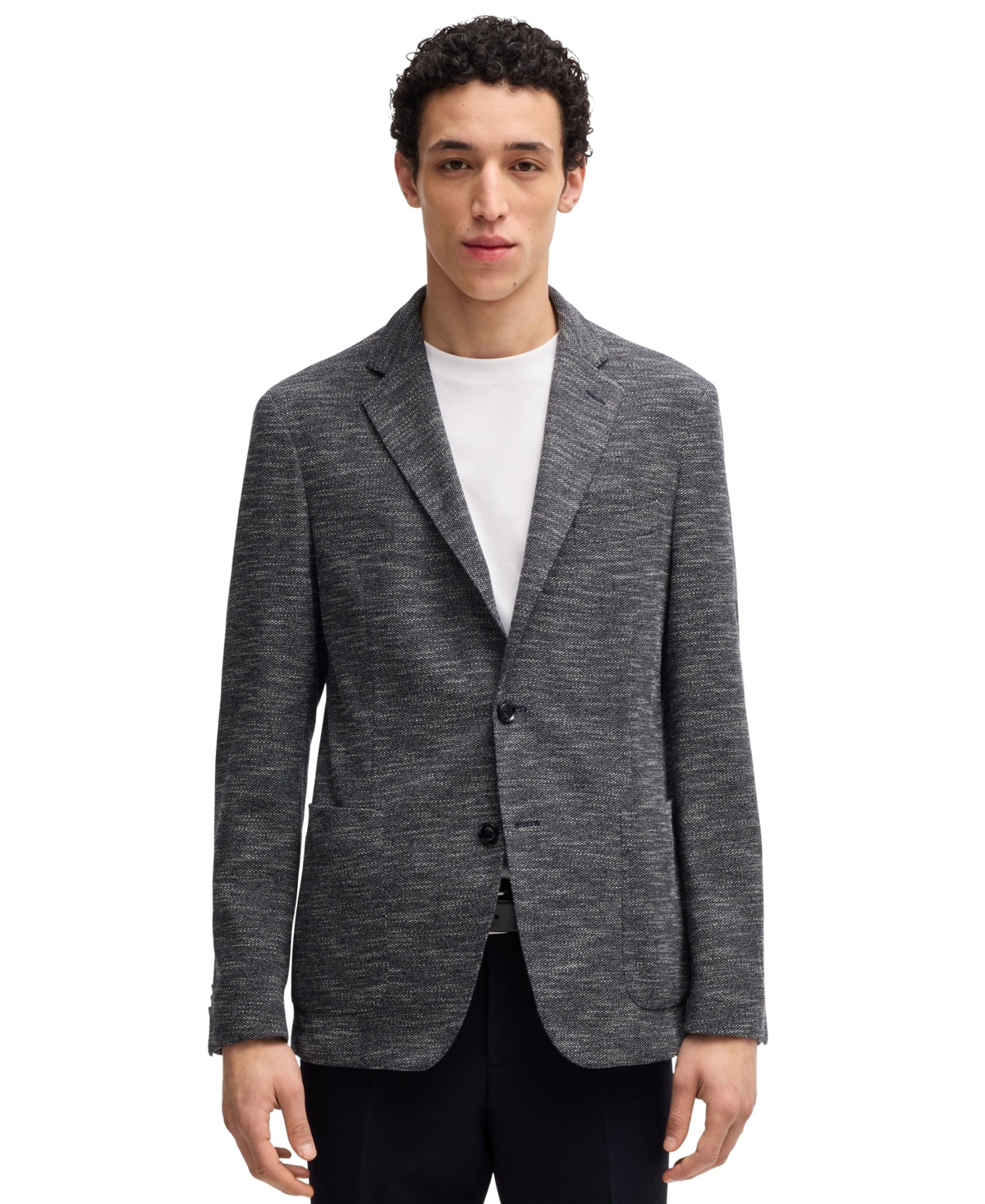 Boss by Hugo Boss Men's Micro-Patterned Slim-Fit Blazer - Open Gray