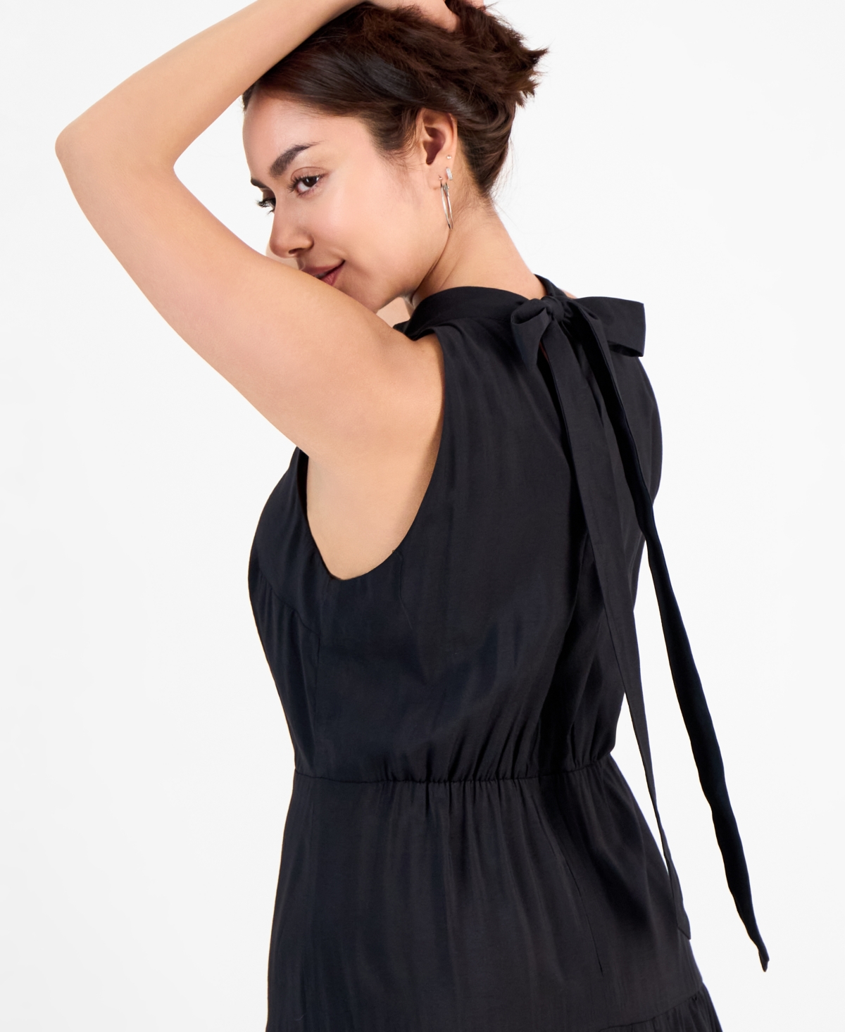 Shop Sam Edelman Women's High-neck Tiered Sleeveless Dress In Black