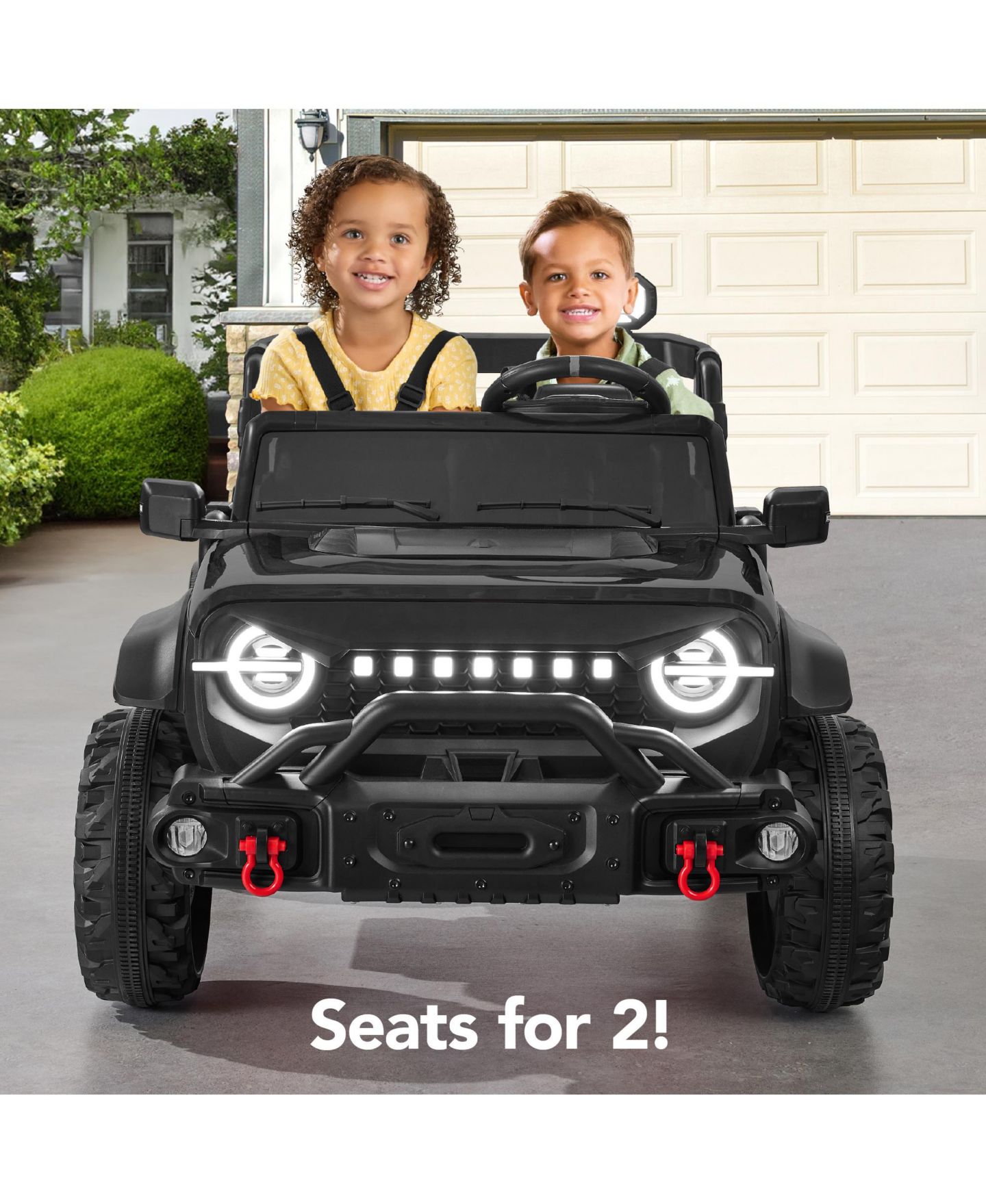 Детская игрушка Best Choice Products Kids 24V 2-Seater Electric Ride-On Car Truck w/ Parent Control, Bluetooth, LED Lights, цвет: Чёрный — фото 2