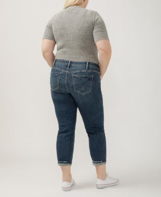 Plus Size Boyfriend Mid Rise Slim Leg Jeans