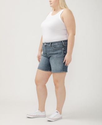 Plus Size Boyfriend Mid Rise Luxe Stretch Shorts