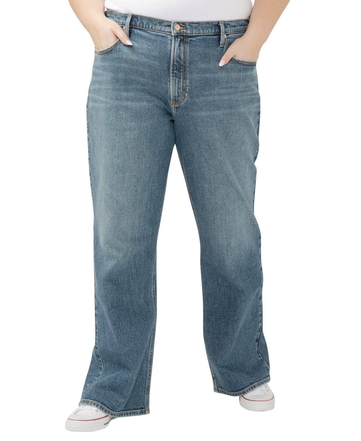 Silver Jeans Co. Plus Size Mid Rise Baggy Bootcut Jeans