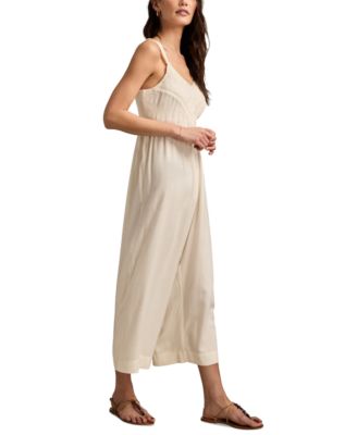 Women's Ruched Lace Wide-Leg Jumpsuit