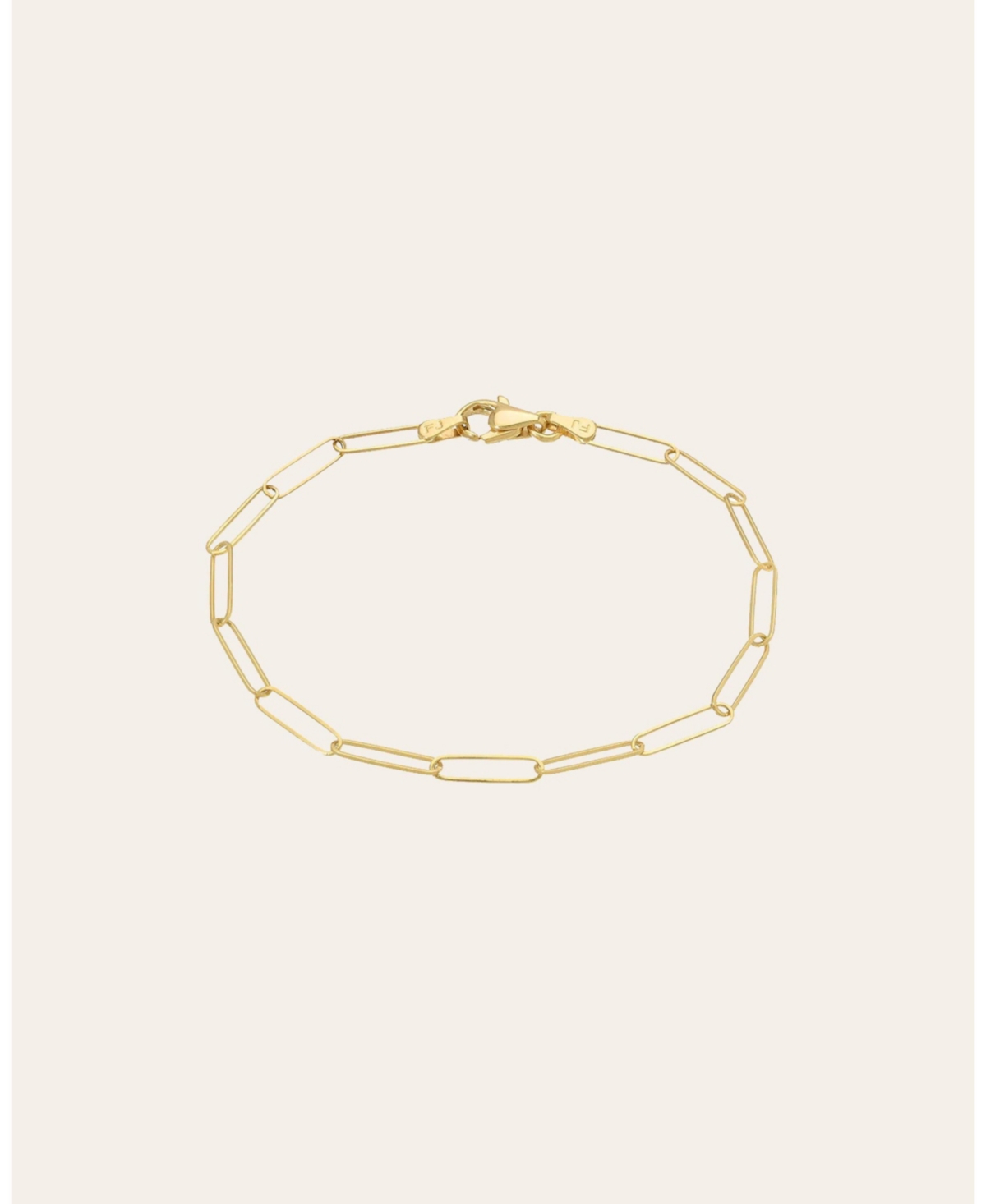 14k Gold Paper Clip Chain Bracelet - Yellow gold