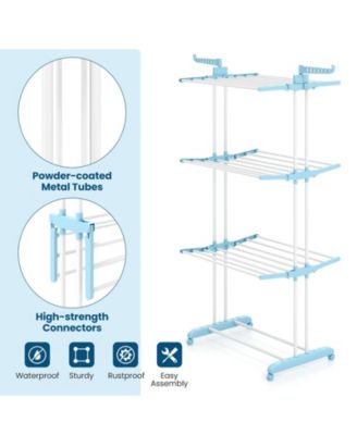 4-tier Clothes Drying Rack with Rotatable Side Wings and Collapsible Shelves
