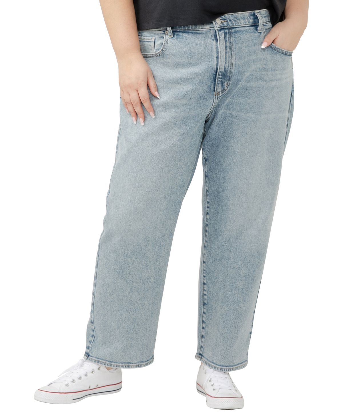 Silver Jeans Co. Plus Size 90s High Rise Relaxed Straight Leg Jeans