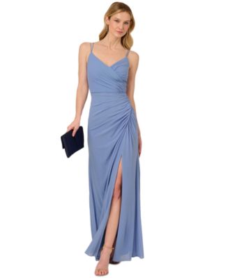 Adrianna Papell Women's V-Neck Sleeveless Draped Gown - Macy's