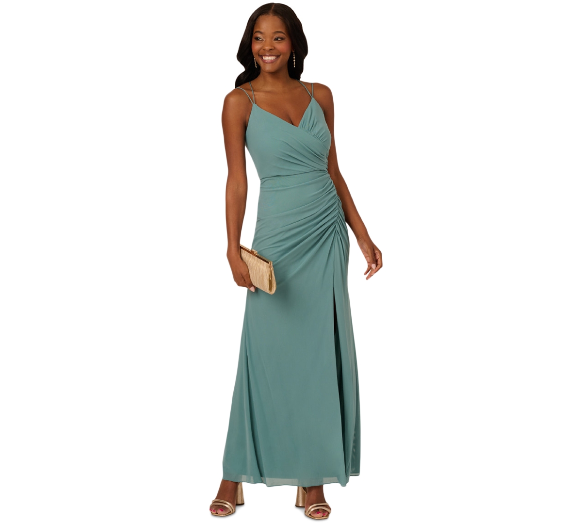 Women's V-Neck Sleeveless Draped Gown - Greenslate