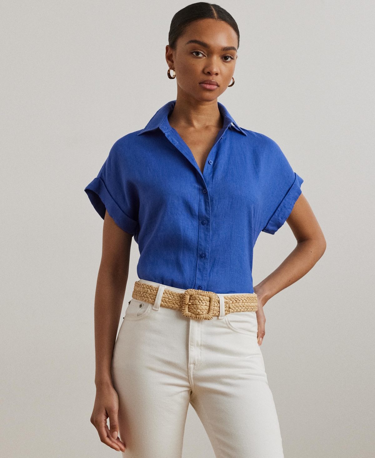 Shop Ralph Lauren Dolman-sleeve 100% Linen Shirt, Regular & Petite