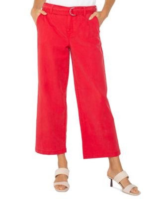 Petite Cropped Belted Wide-Leg Pants