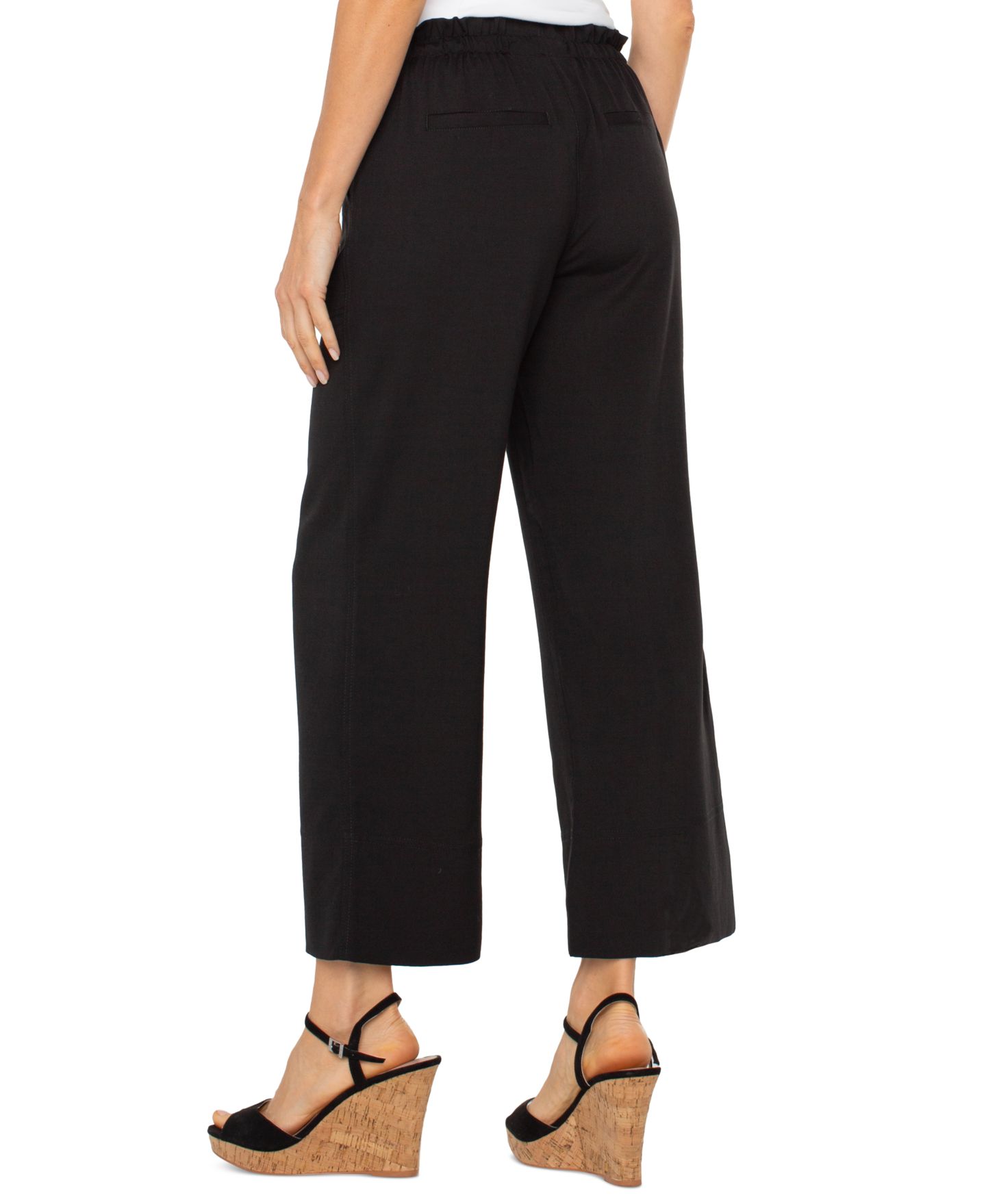 Женские брюки Liverpool Los Angeles Petite Cropped Pull-On Wide-Leg, цвет: Чёрный — фото 4