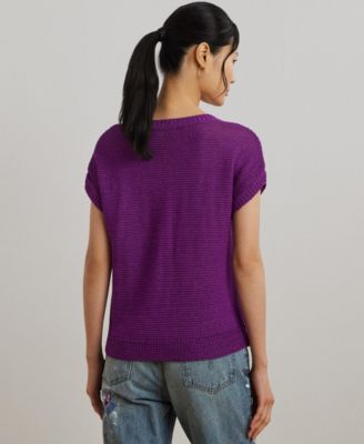 Lauren Ralph Lauren Women's Linen-Blend Short-Sleeve V-Neck