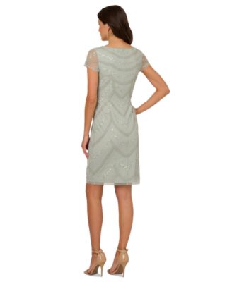 Women's Beaded Cap-Sleeve Sheath Dress