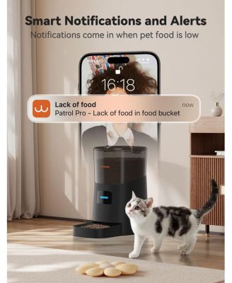 6L Automatic Cat Feeder, WiFi Automatic Dog Feeder with APP Control for Remote Feeding, Automatic Cat Food Dispenser with Low Food Sensor and Voice Recorder, Up to 15 Meals Per Day