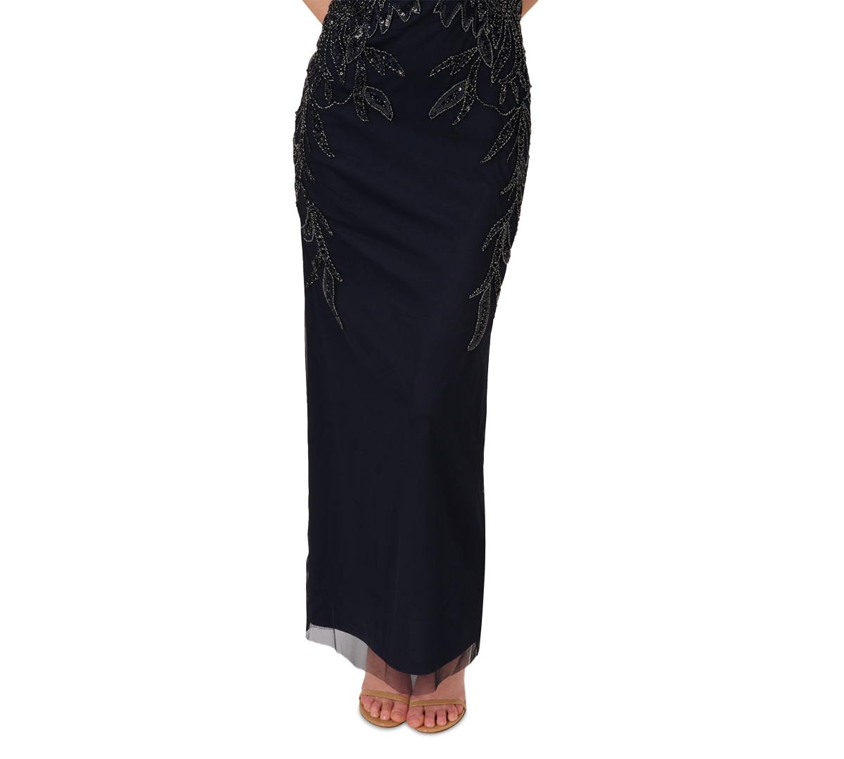 ADRIANNA PAPELL PETITE BEADED SLEEVELESS SHEATH GOWN 