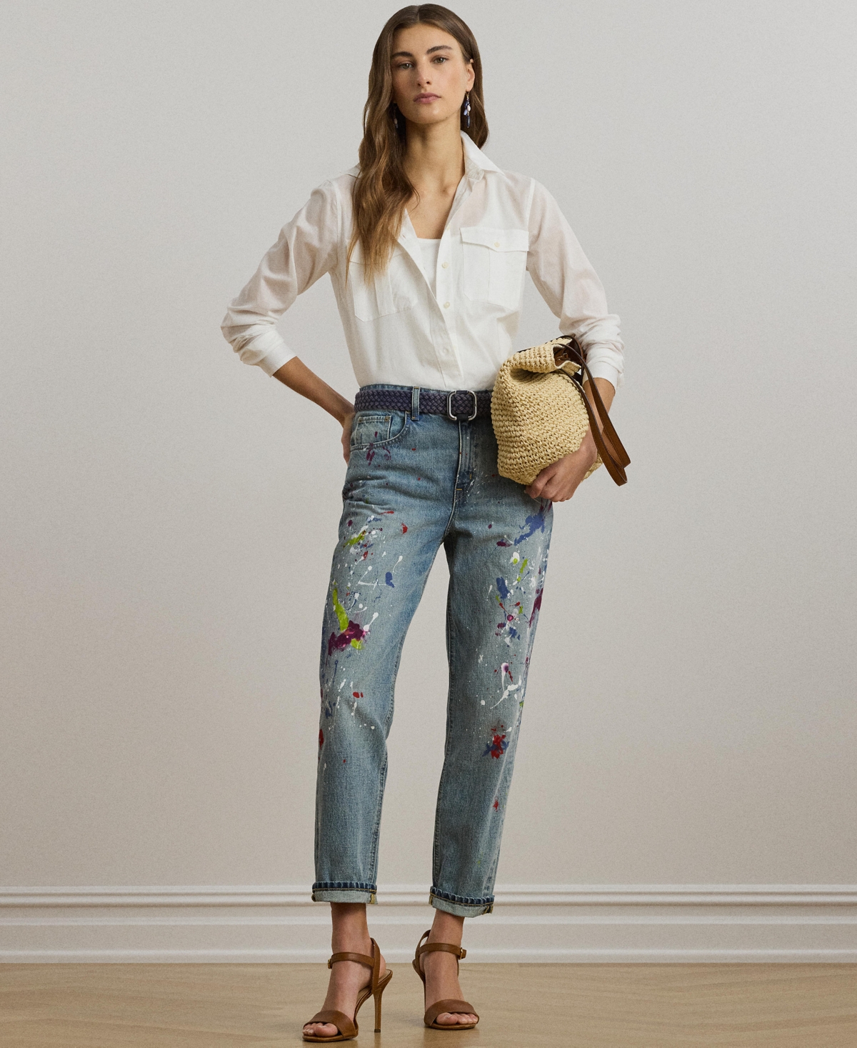 Women's Print Boyfriend Tapered Ankle Jeans - Alicia Wash