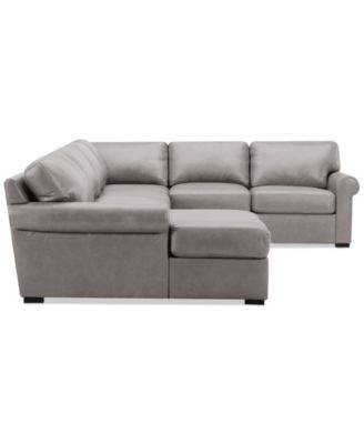 Radley Roll Arm 139" 5-Pc. Leather Square Corner Chaise Sectional