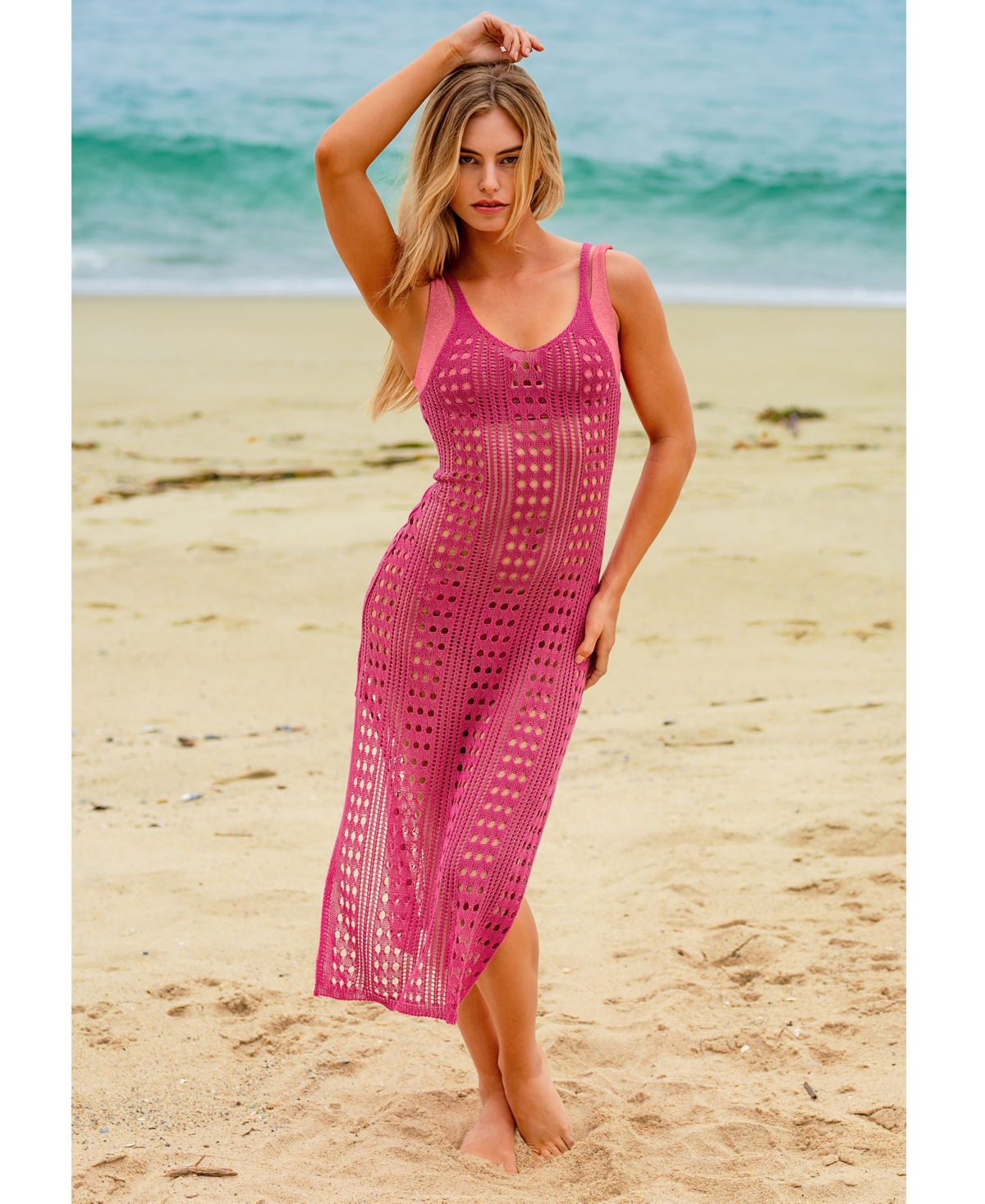 Isabella Rose Women's Tuscany Knit Tank Swim Cover-up Dress In Rouge