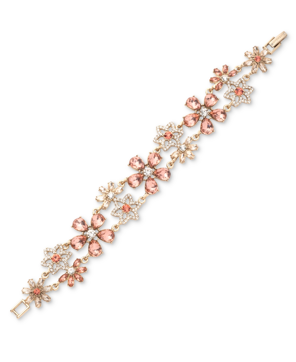 Gold-Tone Crystal & Stone Flower Double-Row Flex Bracelet - Orange