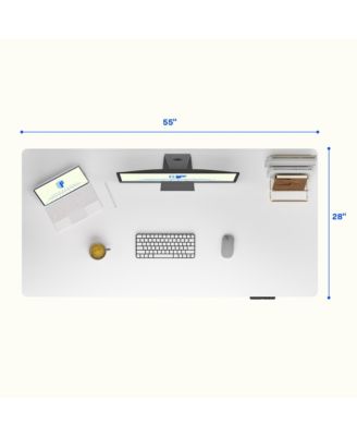 E7-COMMERCIAL 55  W Electric Adjustable Standing Desk, Rectangular Chipboard Top & Base, All White
