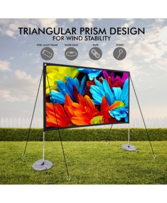 80" Portable Outdoor Projection Screen – Lightweight Frame Stand, HD 16:9 Display