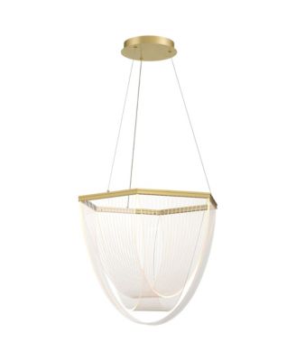 Muir 20 1/2" Modern Pendant Ceiling Light Fixture Dining Room Over Table Hanging LED Clear Sanded Gold Finish