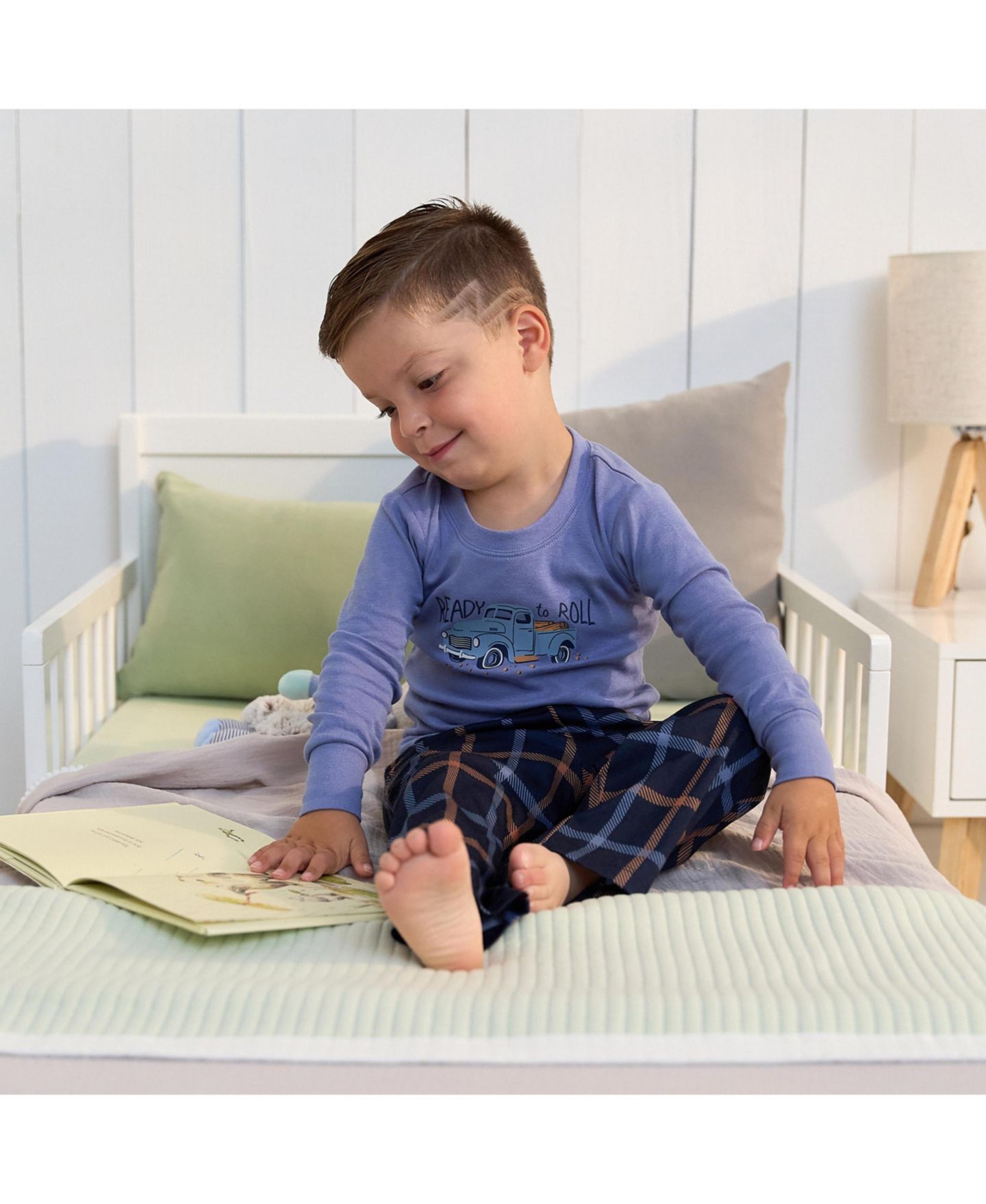Детская пижама Gerber для мальчиков: топ с длинным рукавом и брюки, 2 предмета, цвет: Car — фото 2
