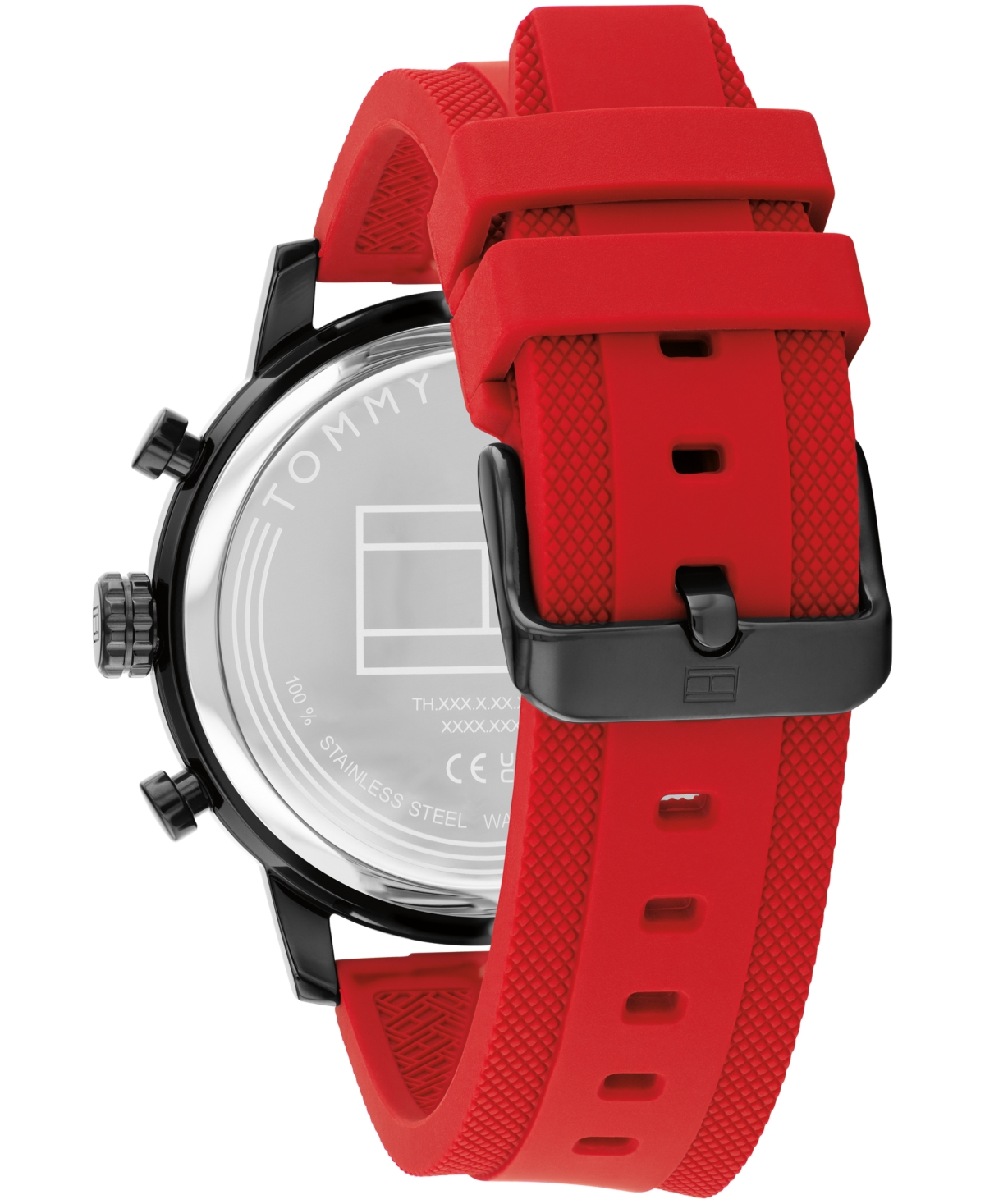 Tommy Hilfiger Men's Multifunction Red Silicone Strap Watch, 46mm