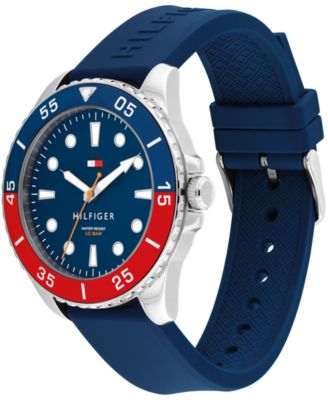 Men's Quartz Blue Silicone Strap Watch, 42mm
