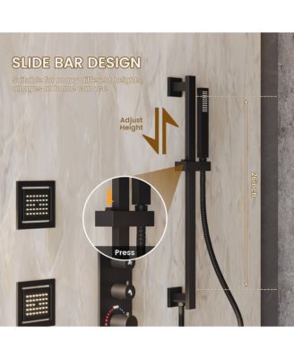 Body Jets With Handheld Shower Ceiling-Mounted Thermostatic Shower System