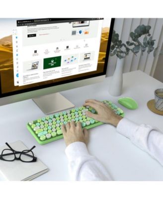 Wireless Keyboard and Mouse Combo, 2.4Ghz USB Full Size Typewriter Keyboard with Number Pad and Sport Car Mouse for PC Computer Desktop Windows