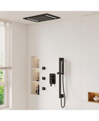 All-In-One Thermostatic Shower System with LED Light and Body Jets