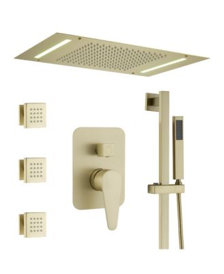 All-In-One Thermostatic Shower System with LED Light and Body Jets