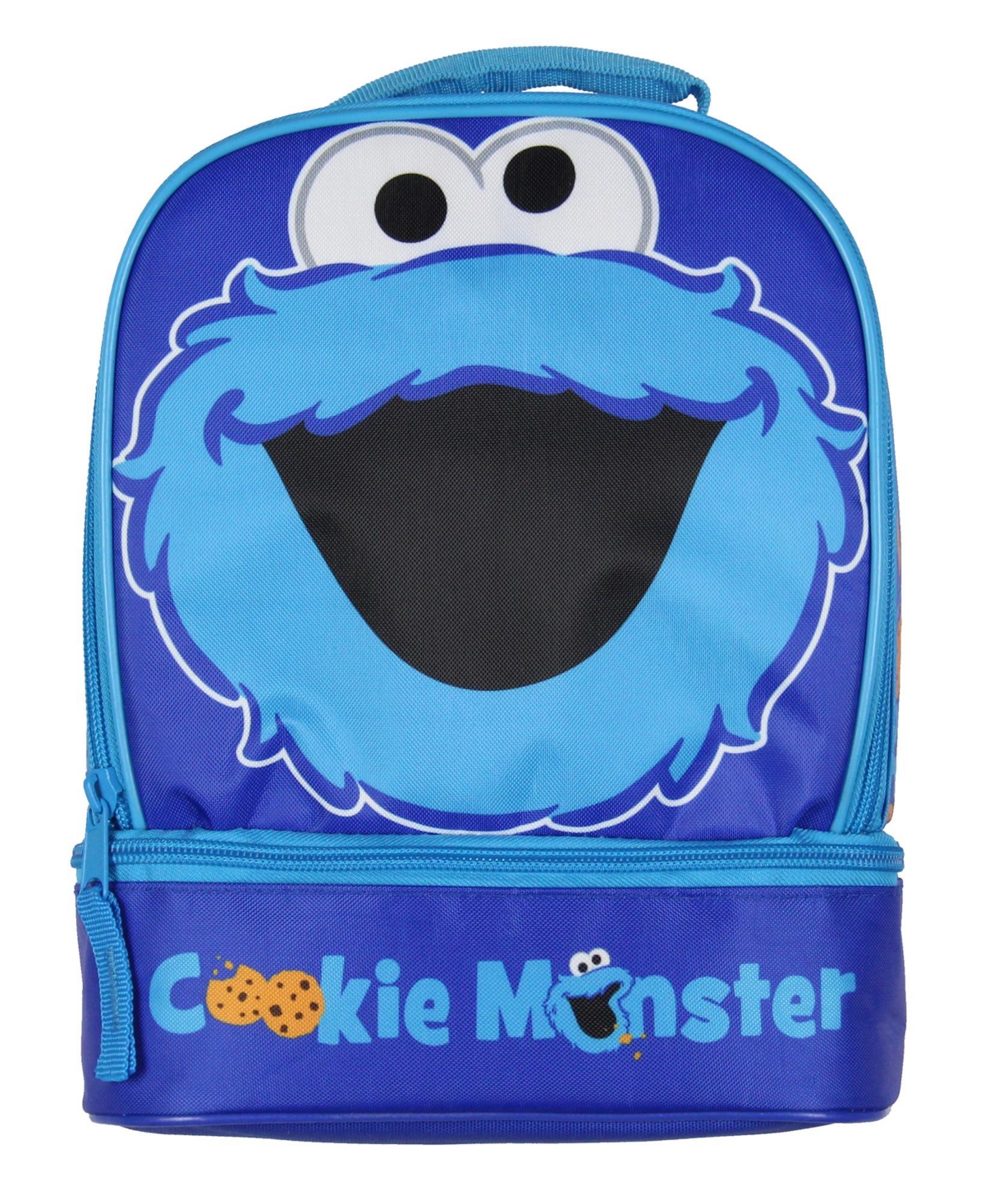 Sesame Street Cookie Monster Dual-Compartment Insulated Lunch Box Bag Tote