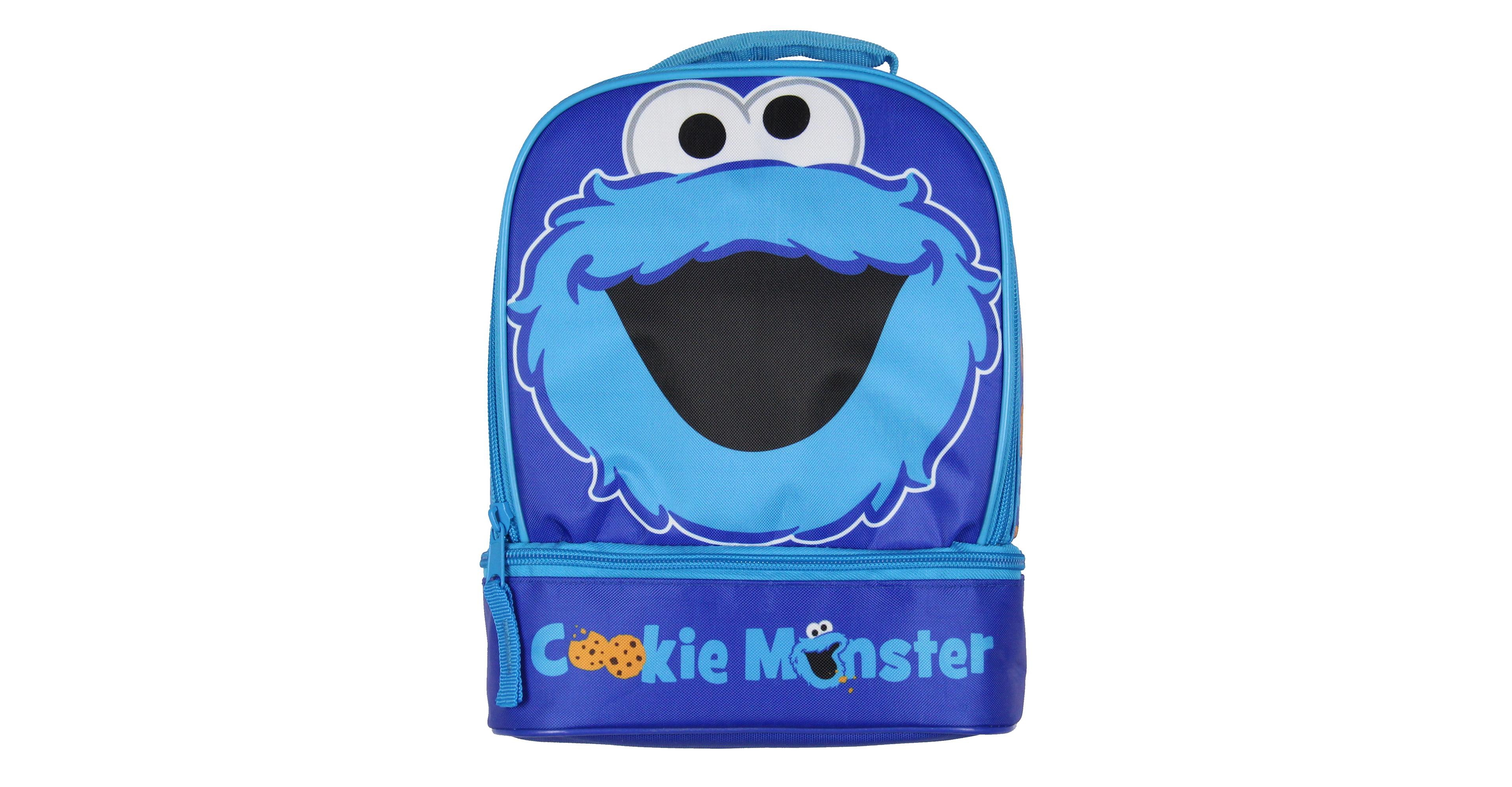 Sesame Street Cookie Monster Dual-Compartment Insulated Lunch Box Bag Tote