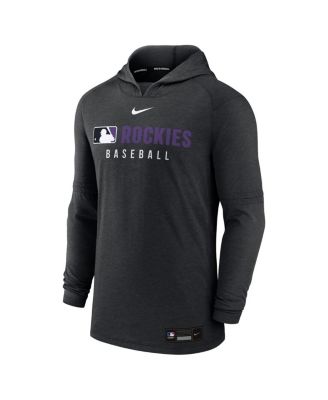 Men's Heather Black Colorado Rockies Authentic Collection Tri-Blend Performance Pullover Hoodie