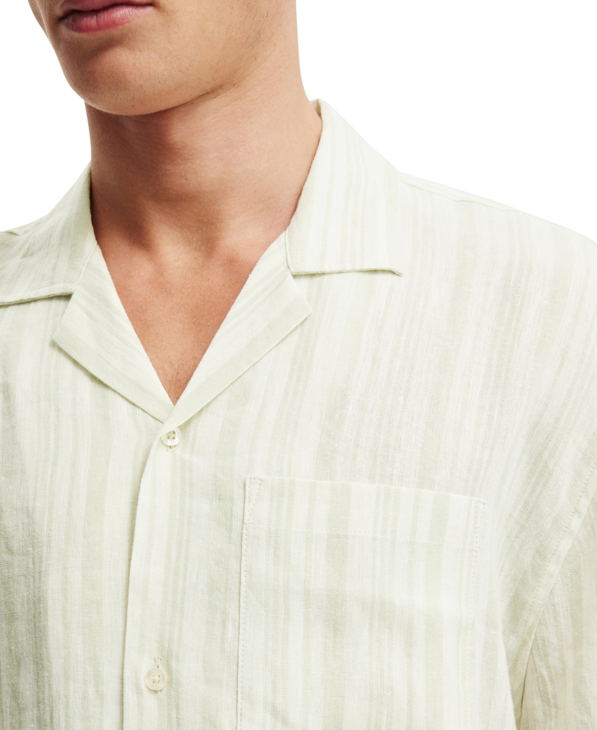Shop Cotton On Men's Box Fit Short Sleeve Shirt In Soft Green Stripe