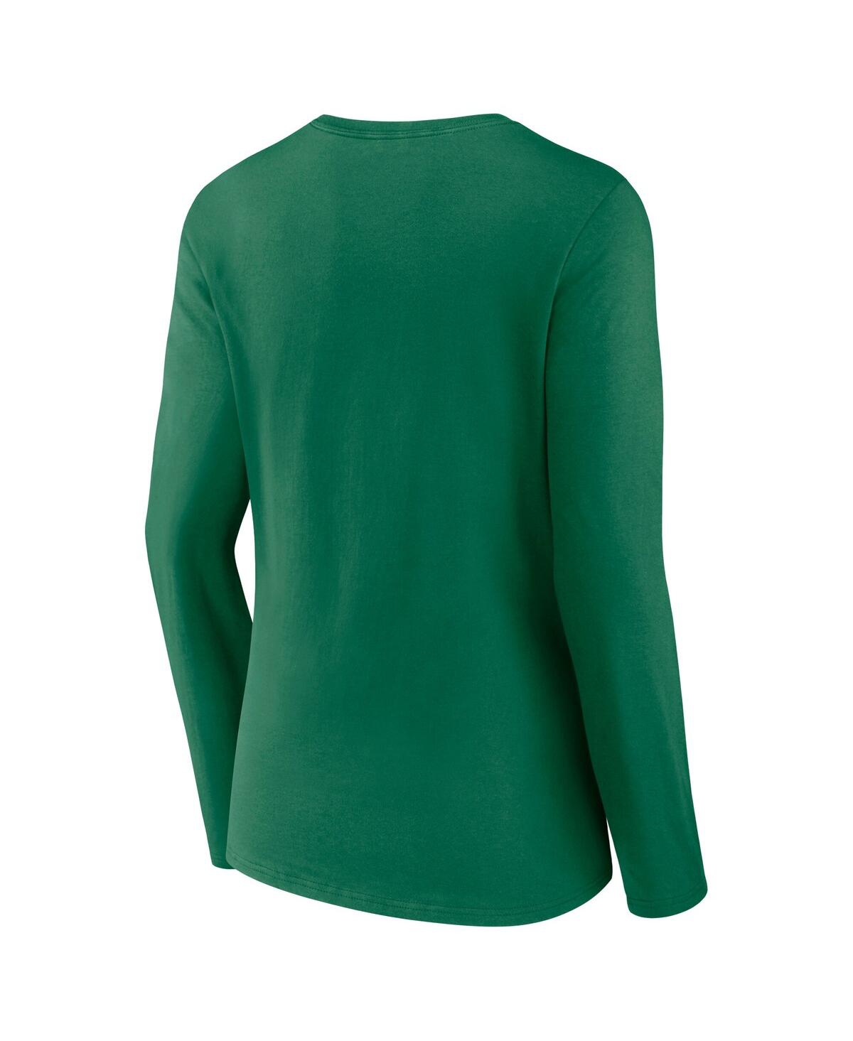 Fanatics Women's Kelly Green Philadelphia Eagles Super Bowl Lix Champions Retro Logo Long Sleeve V-neck T-shi In Kelly Green