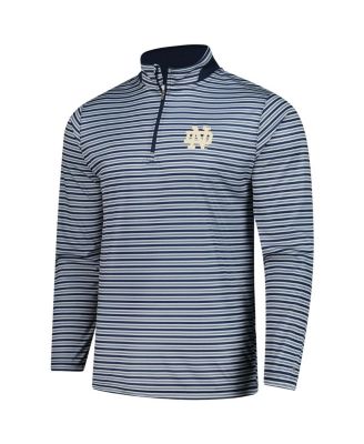 Men's Navy Notre Dame Fighting Irish Striped Quarter-Zip Sweatshirt