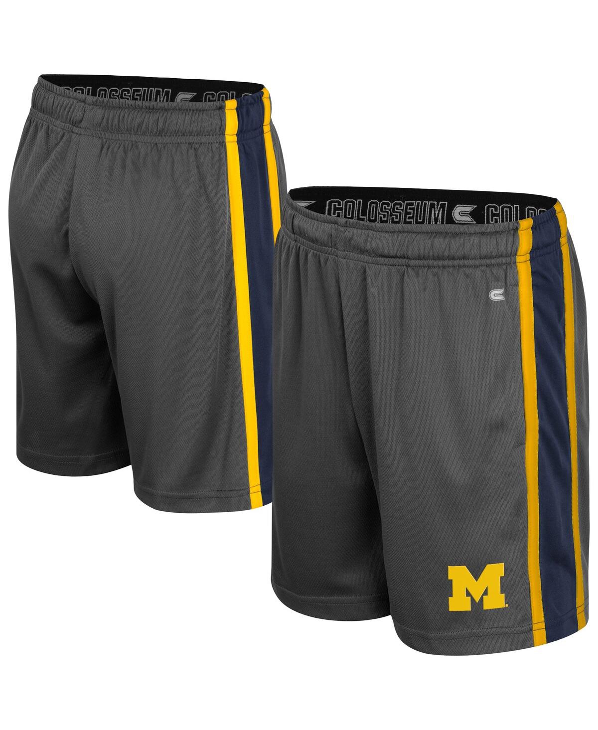 Shop Colosseum Big Boys And Girls Charcoal Michigan Wolverines Ripple Shorts