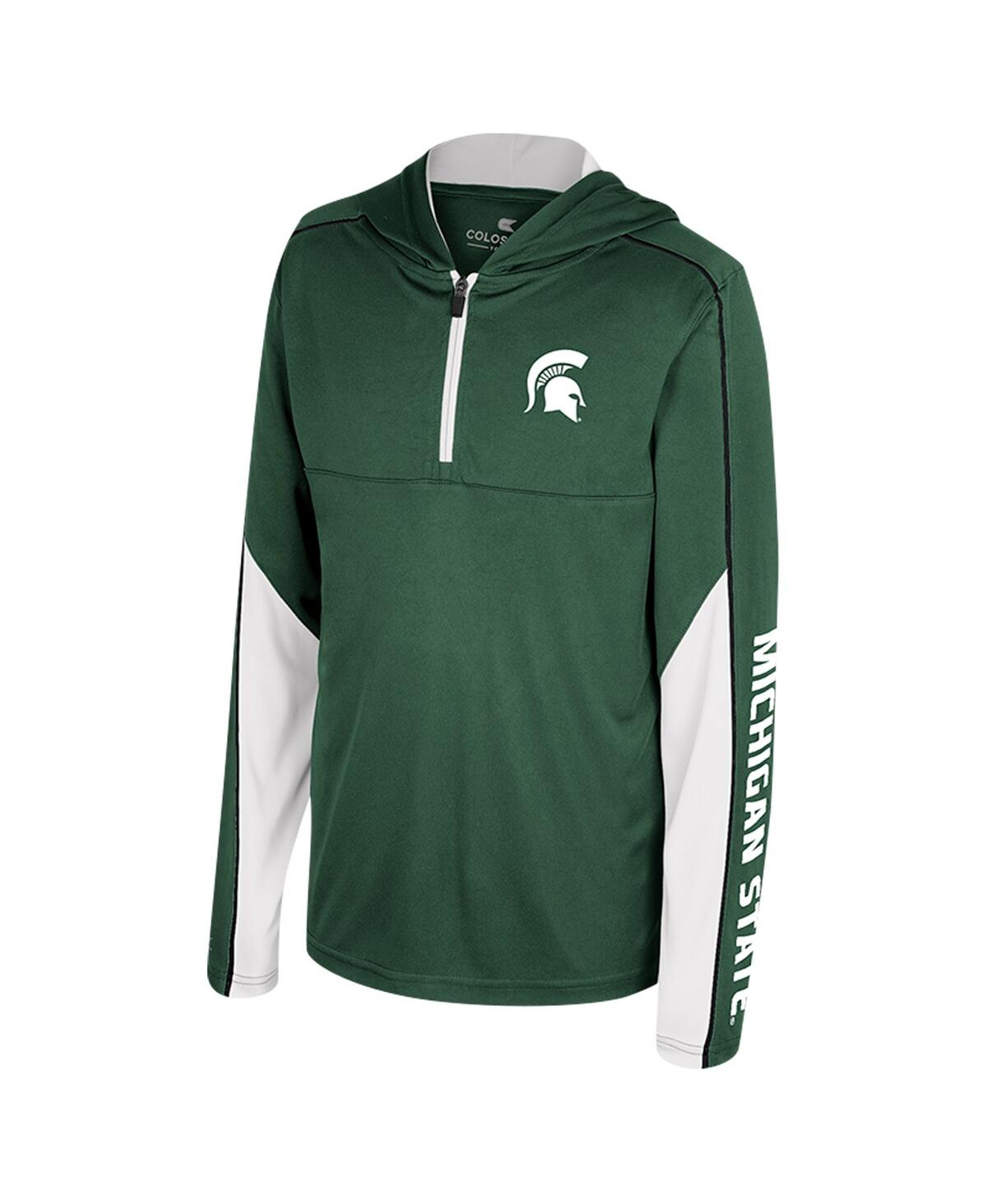 Colosseum Big Boys And Girls Green Michigan State Spartans Hansel Quarter-zip Hoodie In Green