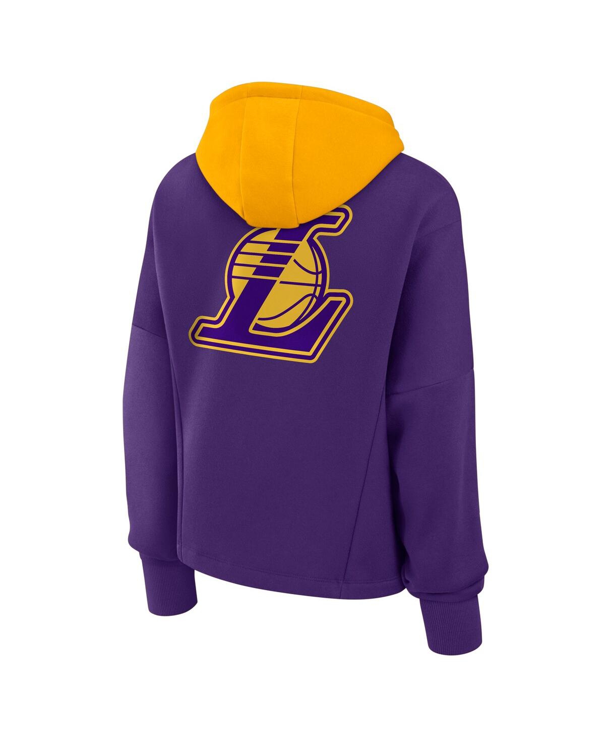 Fanatics Women's Purple Los Angeles Lakers Post Up Boxy Pullover Hoodie In Purple