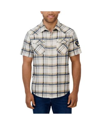 Men's Navy Milwaukee Brewers Plaid Full-Snap Shirt