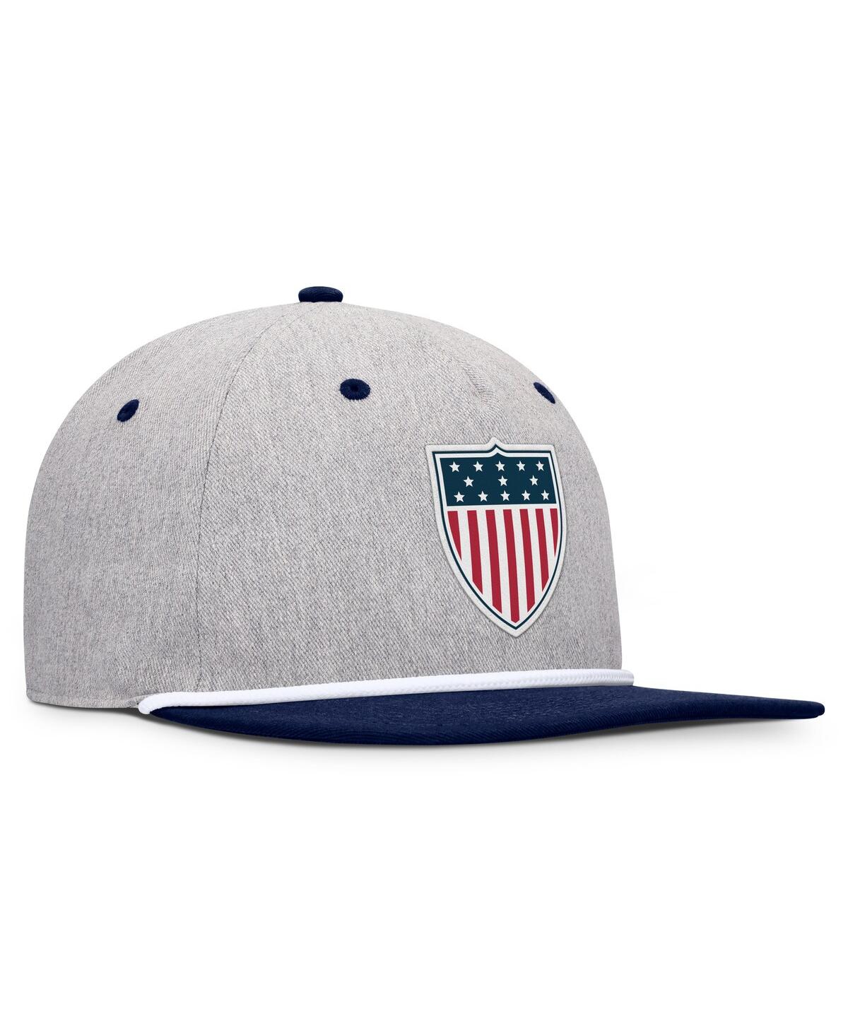 Fanatics Men's Heather Gray/navy Team Usa Eagle Snapback Hat In Heather Gray,navy